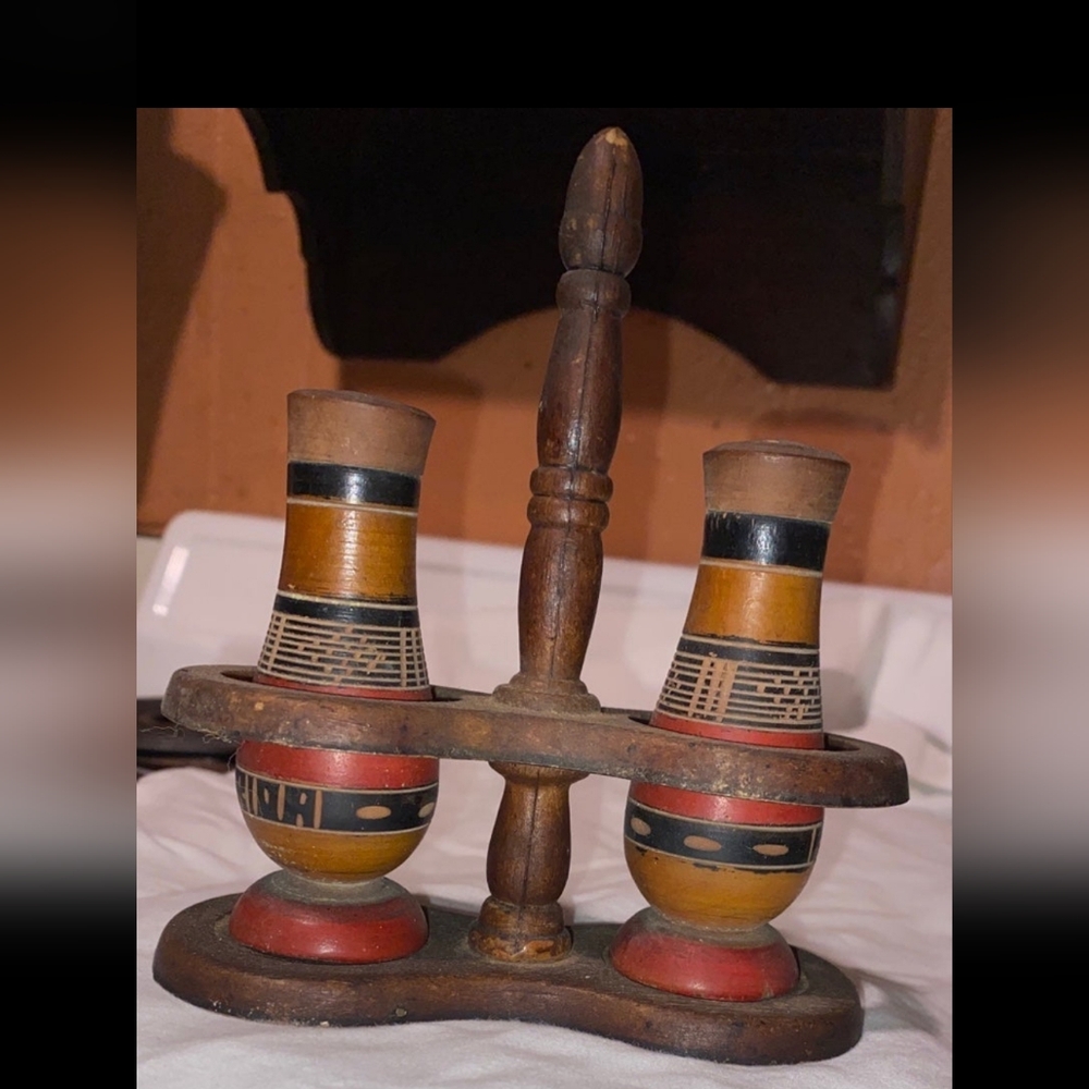 Vintage Wooden Salt and Pepper Shakers
